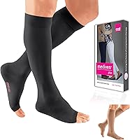 Vista 6 de mediven Plus para hombres y mujeres, 20-30 mmHg, puntera abierta, calcetines de compresión hasta la rodilla, extra anchos VII, beige