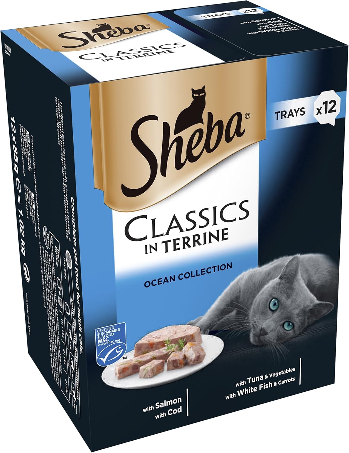 Sheba Classics, Wet Cat Food Trays, Ocean Collection in Terrine, 12 x