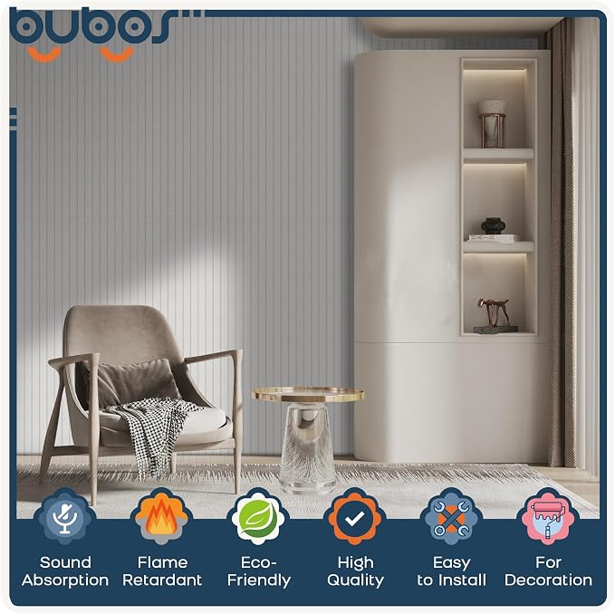 Paneles acústicos BUBOS 6-Pack 48"x12", autoadhesivos para insonorización y tratamiento acústico en estudio, oficina y hogar miniatura 3