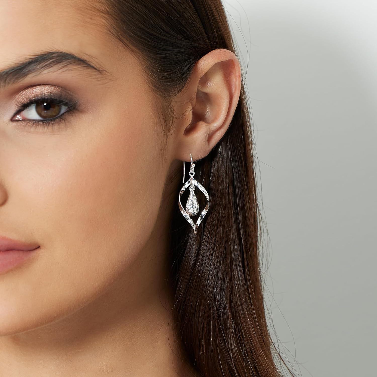 Sterling Silver Diamond-Cut Teardrop Swirl Dangle Earrings – Elegant Drop Design for Women, Lightweight & Hypoallergenic Fine Jewelry - Image 4