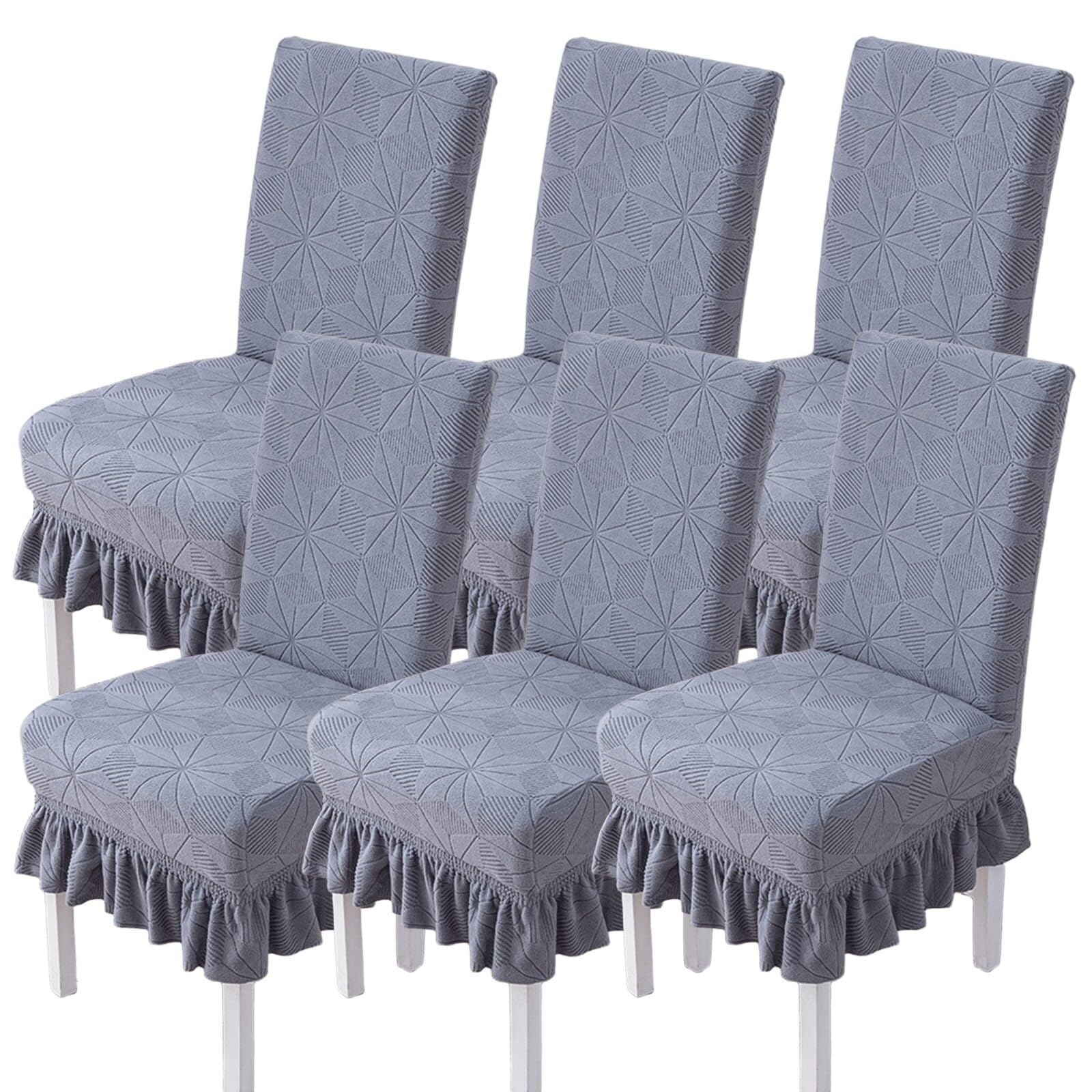 NMVAWIPT Jacquard Stretch Universal Dining Chair Covers With Skirt, Removable Washable Protectors For Home, Restaurant, Banquet(34#)