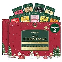 VAHDAM, Buon Natale – Set Regalo Di Tè Di Natale (9 Bustine Di Tè Individuali, Set Di 2) Edizione Limitata | Senza Glutine, Senza OGM | Regali Per Donne E Uomini