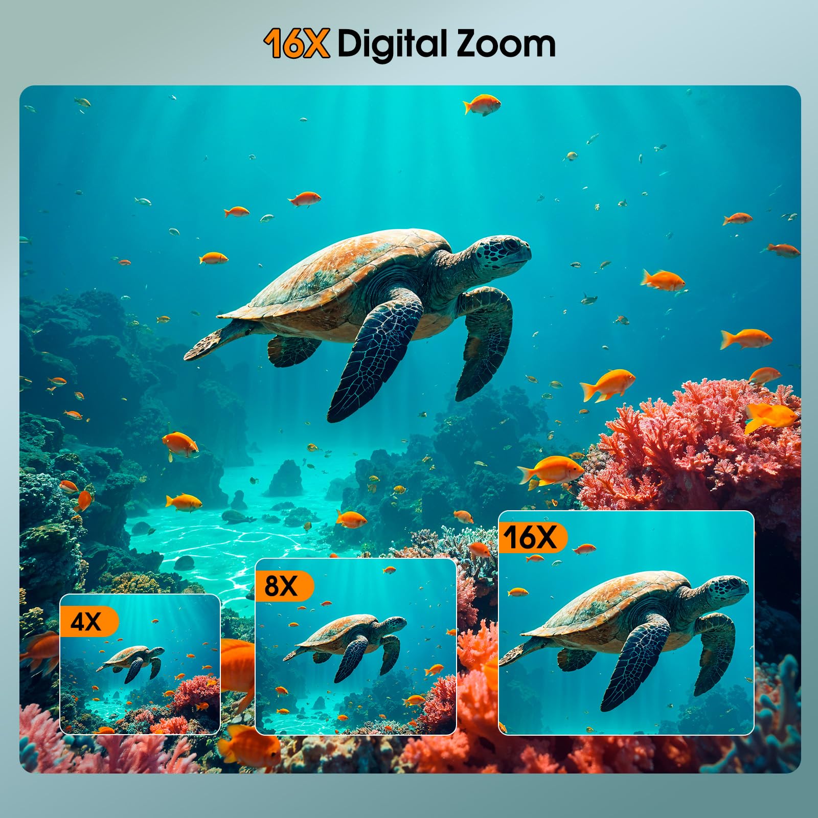 Digitalkamera, Yixinxin Unterwasserkamera 4K 64MP 16FT wasserdichte Kamera zum Schnorcheln, IPS HD Bildschirm 16X Digitalzoom und 32GB Karte