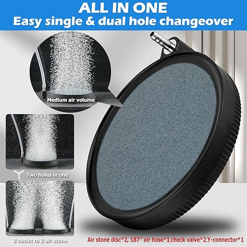 Miniatura 4 de Aquarium Air Pump for 20-800 Gallon Large Fish Tank KOI Pond Aerator 8-12W 0.028-0.032Mpa High Pressure One-Dual Outlet Quiet Adjustable Fish Tank