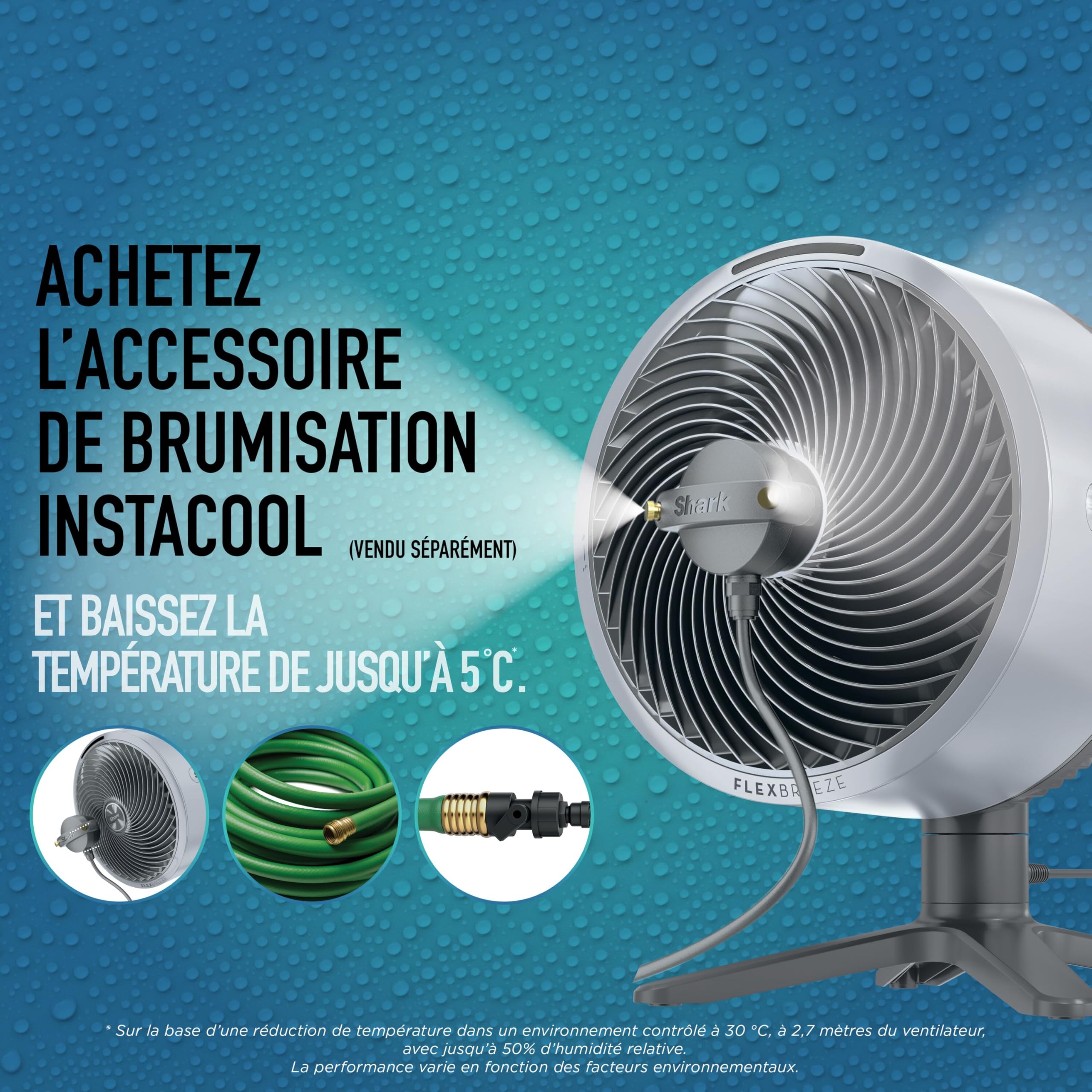 Shark FlexBreeze TableMate Ventilateur intérieur/extérieur sans fil, autonomie 24 h, refroidissement puissant, portée 20 m, ventilateur silencieux, 5 vitesses, télécommande, gris brume, FA150EU