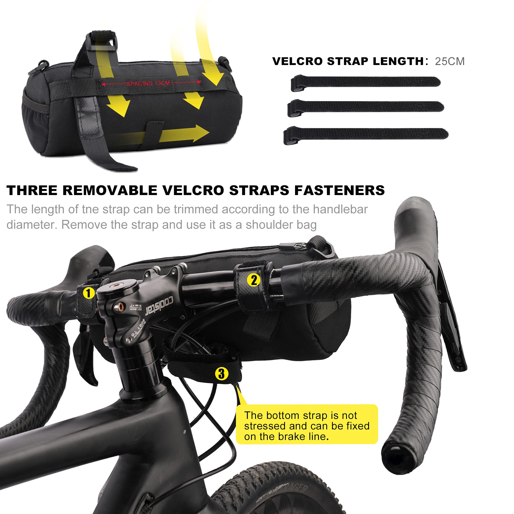 Rhinowalk Torba na kierownicę rowerową, przednia, torba do przechowywania z paskiem na ramię, do szosowego roweru, górskiego, do jazdy na rowerze, w podróży
