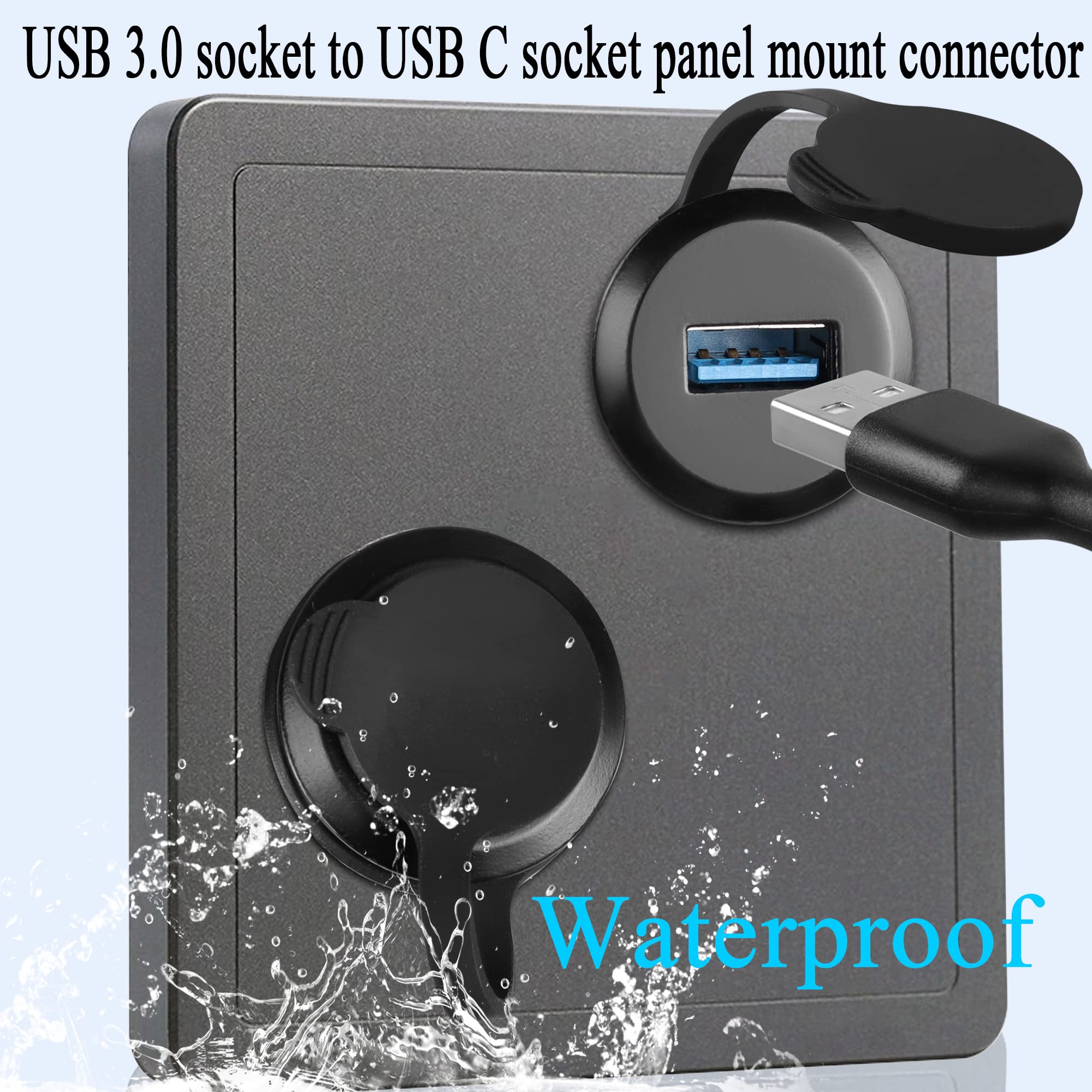QIANRENON Adattatore USB 3.0 Maschio A USB-C Femmina Con Fissaggio Filettato, Dado M24