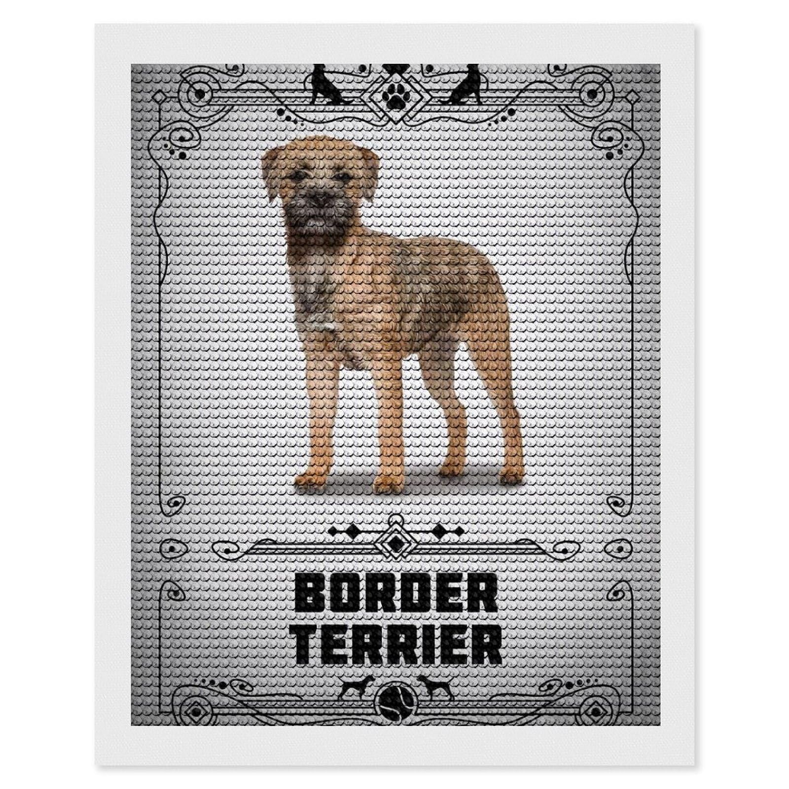 Junmoney Border Terrier DIY Diamond Art Canvas Kit 16"x20", Simple to Start, Fun Craft Experience, Modern Decor, Gift Idea, Adhesive Canvas