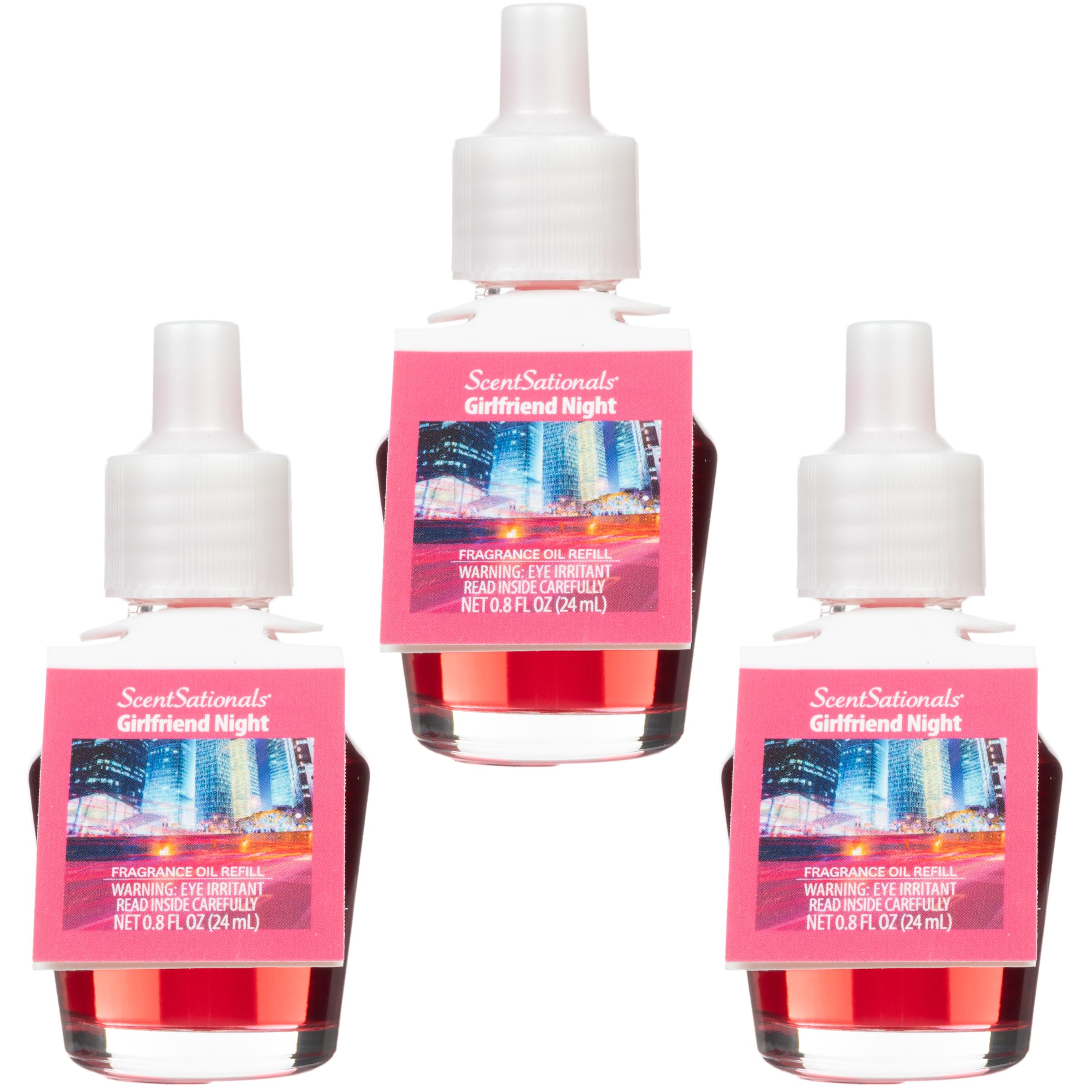 Scentsationals Fragrance Oil Plug In Air Freshener Refills 3-Pack - Girlfriend Night - Compatible with ScentSationals & Fusion Diffusers, Long-Lasting Home Fragrance, 0.8 fl oz Each