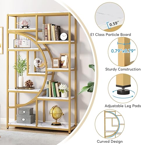 Miniatura 7 de Tribesigns Estantería industrial Etagere de 5 niveles estanterías altas independientes organizador de almacenamiento con 9 estantes abiertos para