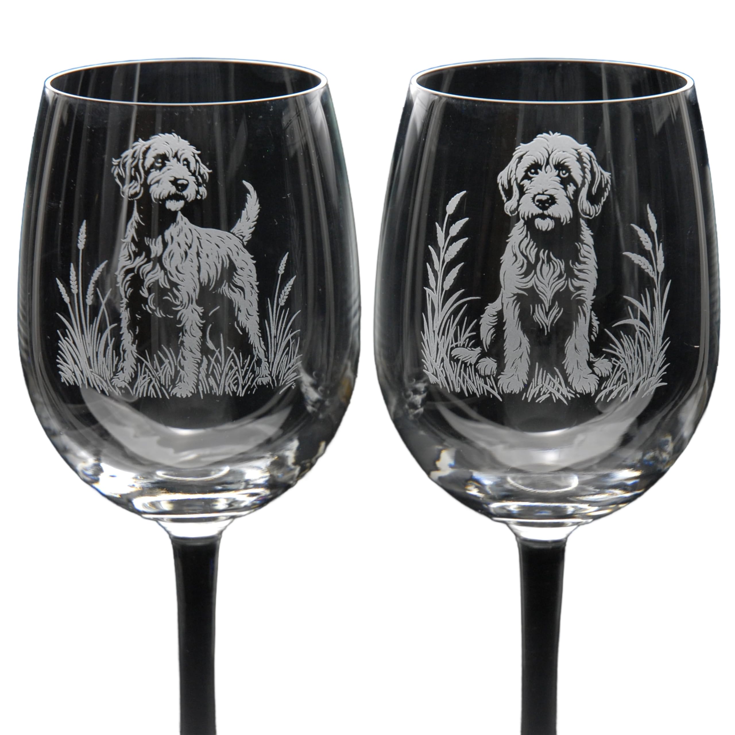 GLYPTIC Glass Art Cockapoo Dog Placement Hand Etched/Engraved Crystal Wine Glass — image 1
