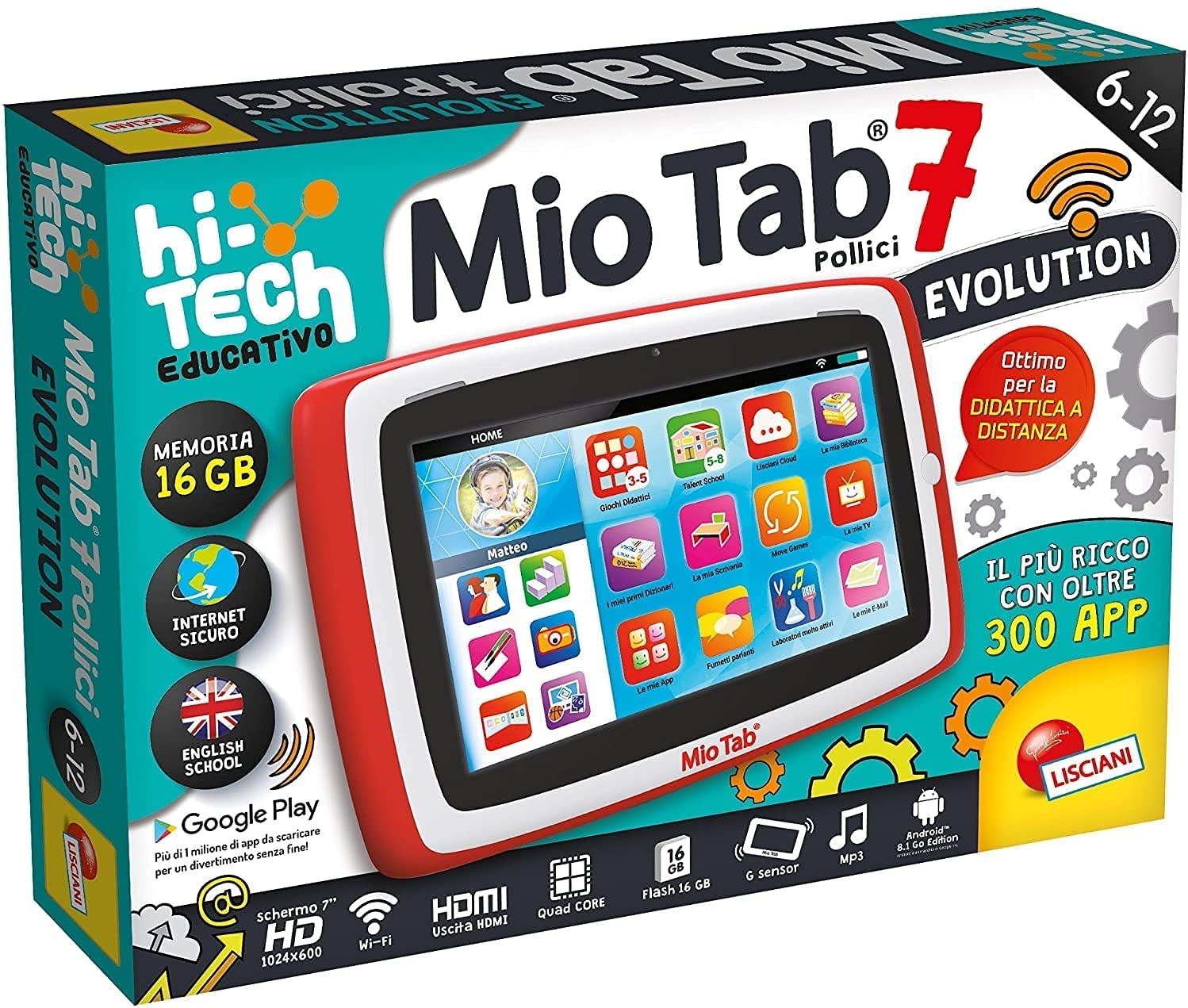 Lisciani Giochi Mio Tab 7 cali Evolution 2021, wielokolorowa, 89031