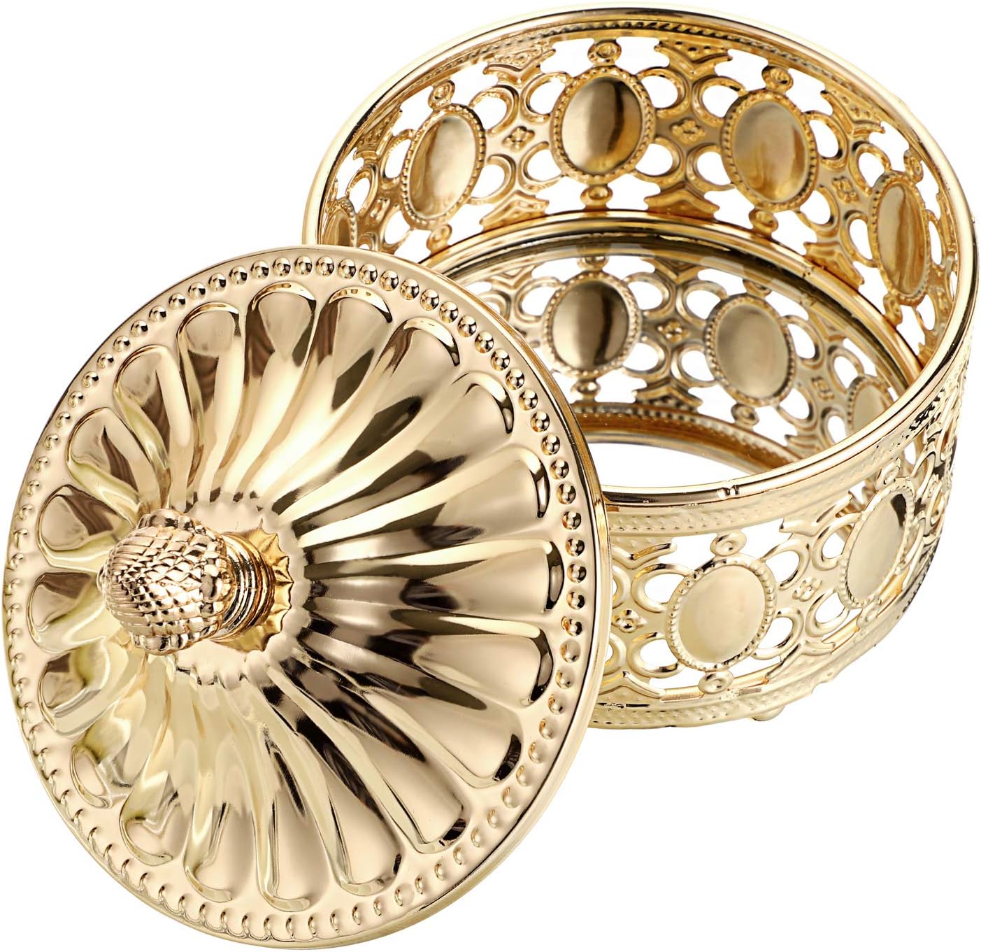 Hipiwe hollow out Metal Jewelry Box with Lid - Gold Mirrored Jewelry Trinket Organizer Ring Earrings Necklace Home Decor Storage Box, Chest Keepsake Gift Box for Women - Image 9