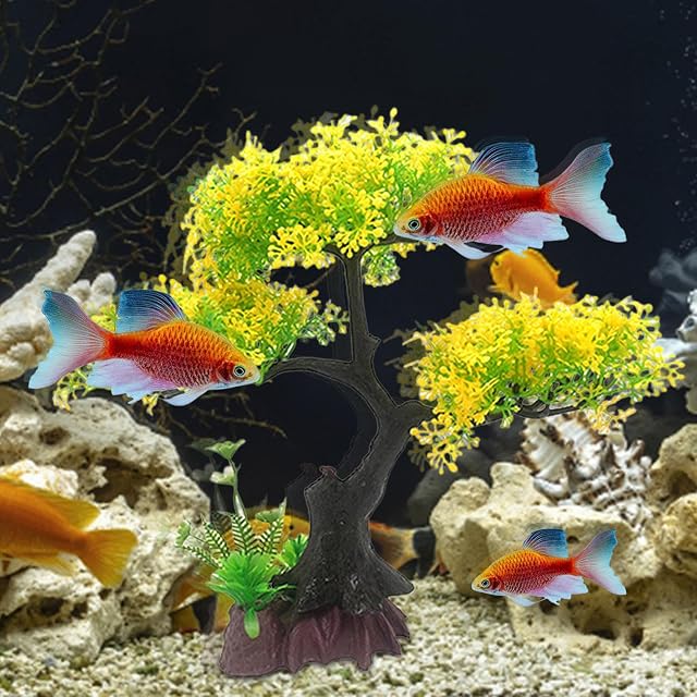 Foto 2 de 8 de acuario,Planta Artificial Pescado Rojo Waterscape Oculta Árbol