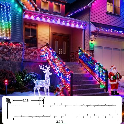Miniatura 5 de SOLARBABY Paquete de 4 luces solares de Navidad para exteriores, total de 146 pies, 400 luces LED solares para exteriores con 8 modos, luces de