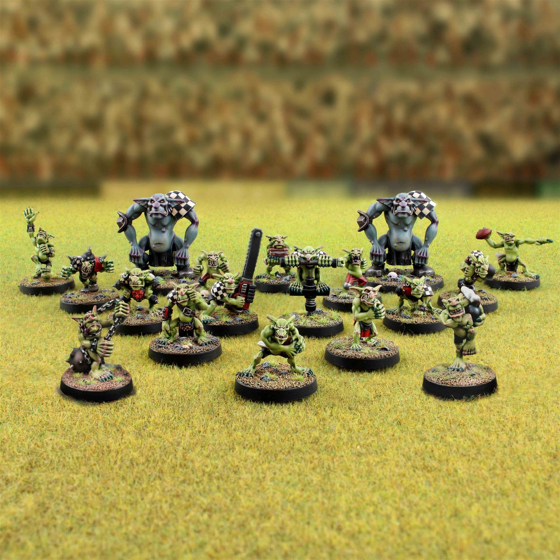 War World Gaming Gutrot Greenskins - Goblins Jugadores Estrella x 4 – 28mm Escala Fútbol Fantástico Minis Miniatura Personaje Fantasía Trol Duende Trasgo Pintar Colección Seguimiento Envío