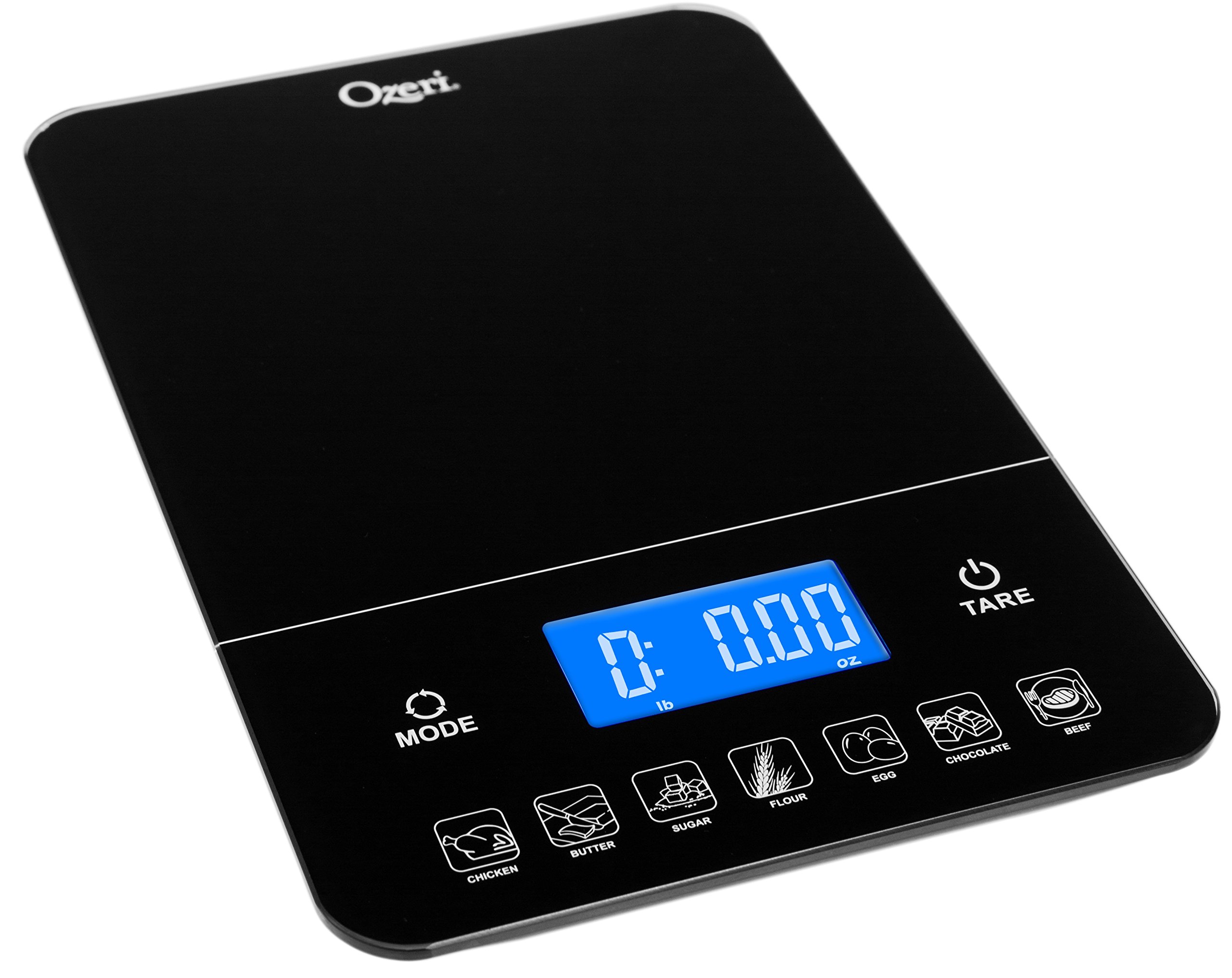 OzeriZK19 Touch III 10 kg Digital Kitchen Scale with Calorie Counter, 22 lb, Black
