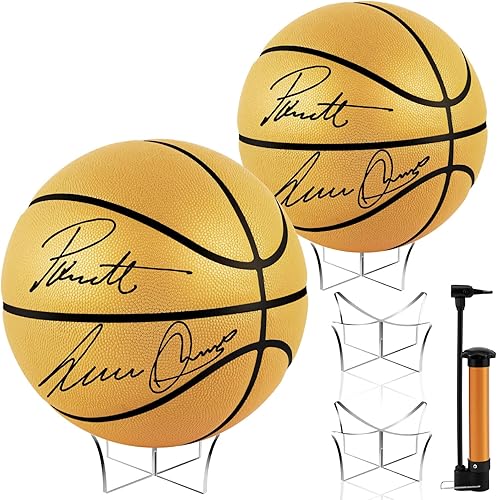 Hiboom Autograph Baloncesto con soporte de bola acrílica, firma de operación, panel de bola de autógrafo, firma en blanco, oficial para regalo de