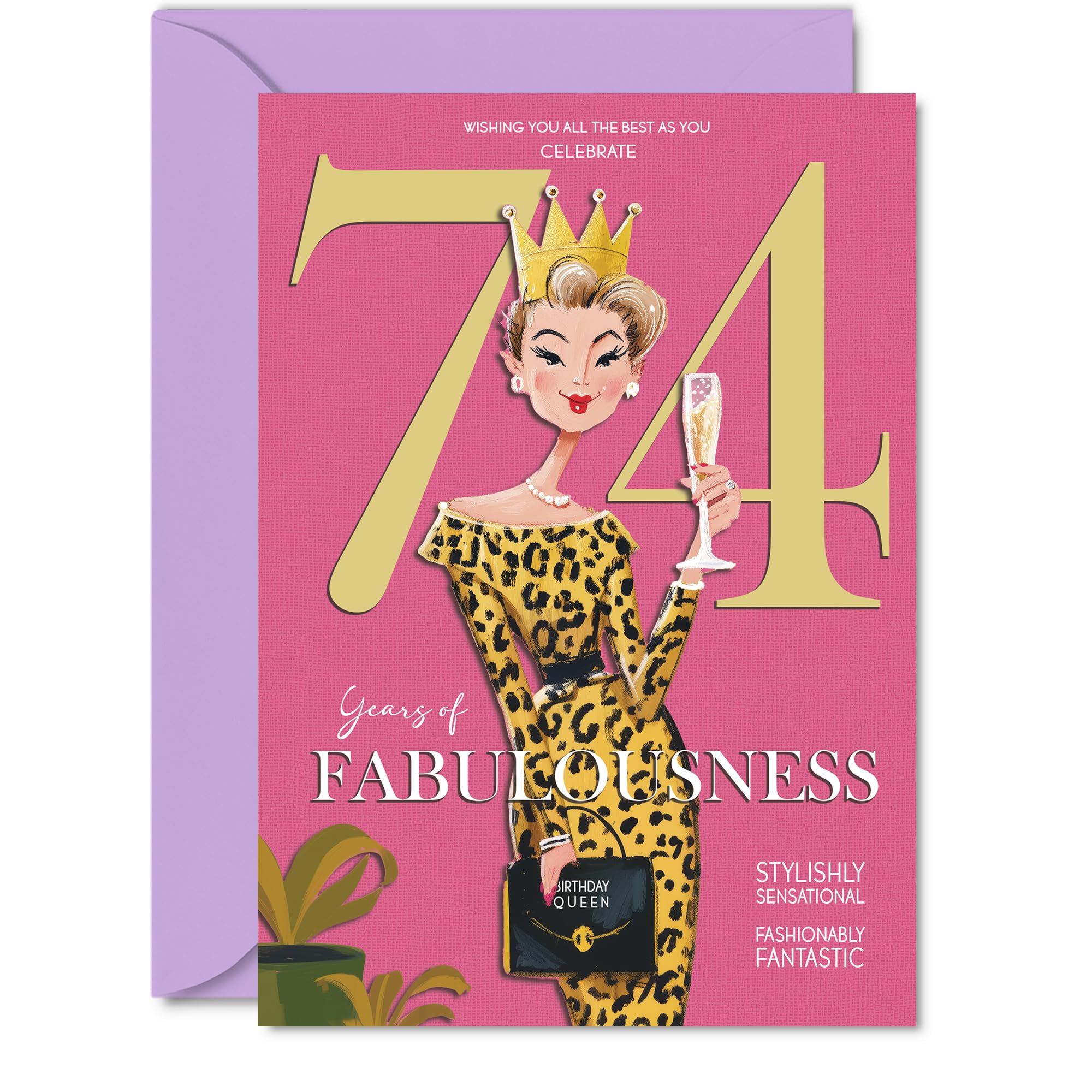 74th Birthday Cards for Women - Years Of Fabulousness - Happy Birthday Card for 74 Year Old Woman Nanny Sister Granny Cousin, 5x7 Inch Bday Greeting Cards