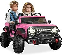 Best Choice Products 24V 2-Seater Kids Electric Ride-On Truck, 132lb Capacity, Parental Remote, Bluetooth, LED Lights - Pink