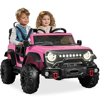 Best Choice Products Kids 24V 2-Seater Electric Ride On Car Truck w/ 132lb Weight Capacity, Parent Control, Bluetooth, LED Lights - Pink
