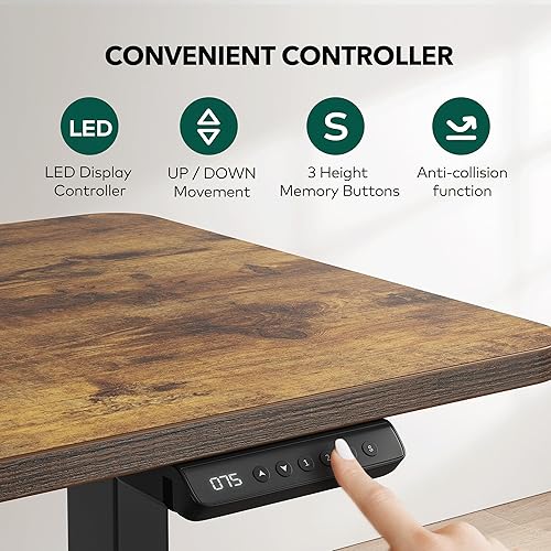 Miniatura 50 de Cubiker Escritorio de pie en forma de L – Escritorio eléctrico de altura ajustable de 63 x 55 pulgadas, mesa ergonómica para sentarse de pie con 3