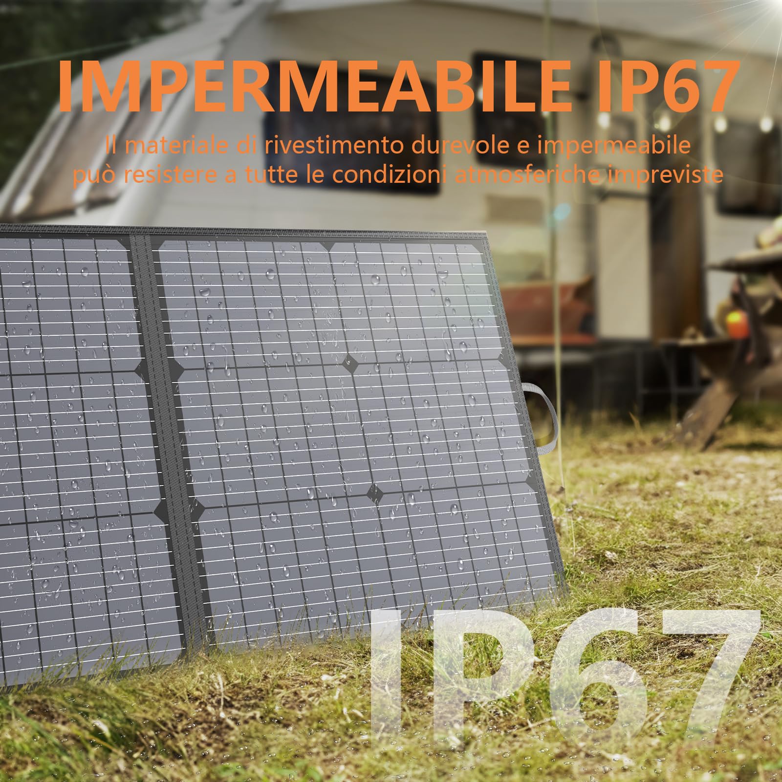 Pannello solare portatile da 110 W, IP67, impermeabile, pieghevole, con uscita da 20 V, modulo di efficienza del 23,5% per campeggio all'aperto, stazione di alimentazione portatile, laptop