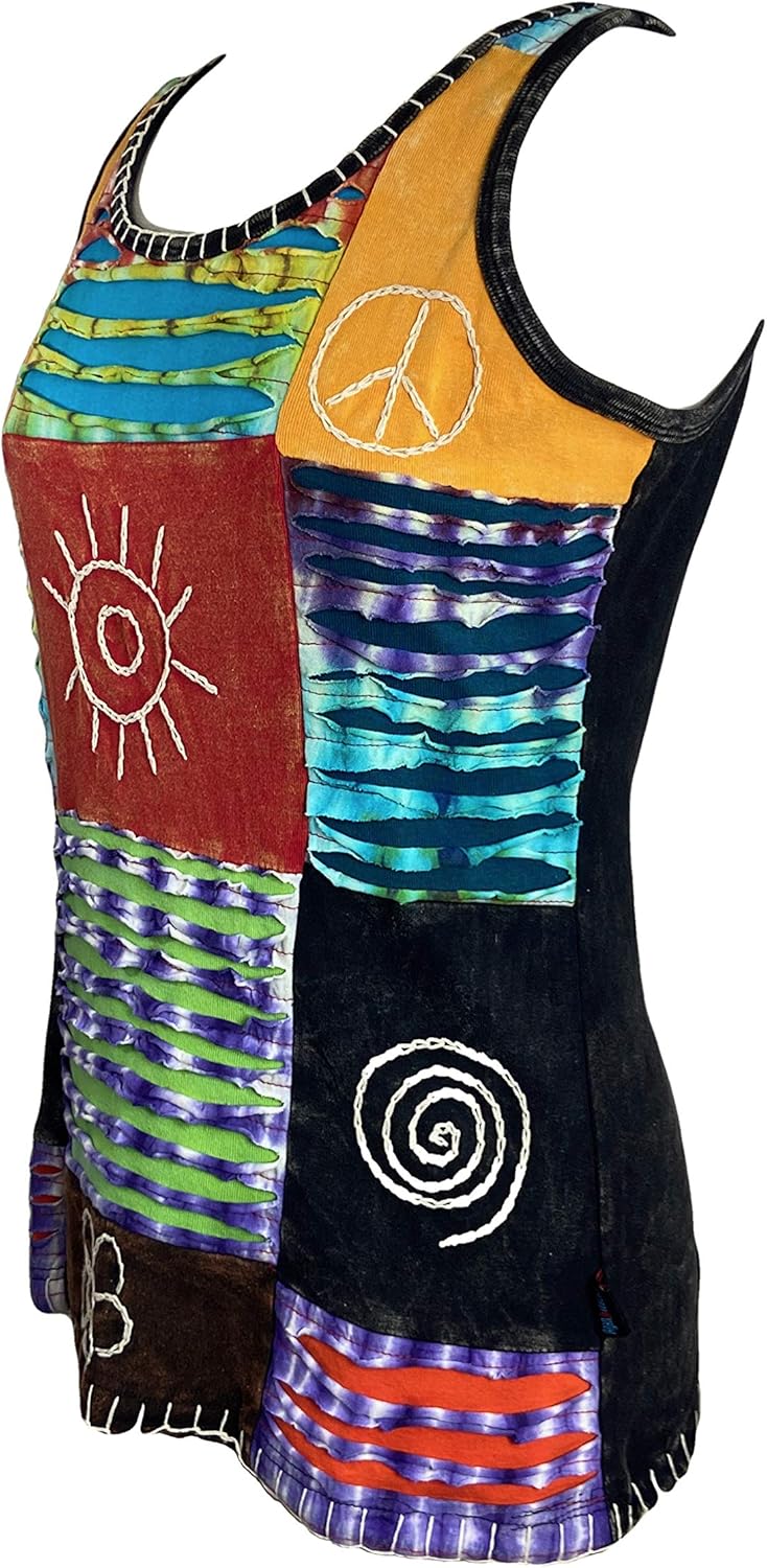 Agan Traders 2026 Summer Tops for Women - Knit Stretchy Rib Cotton Boho Gypsy Patch Cami Tank Top - Sleeveless Tops for Women - Image 2