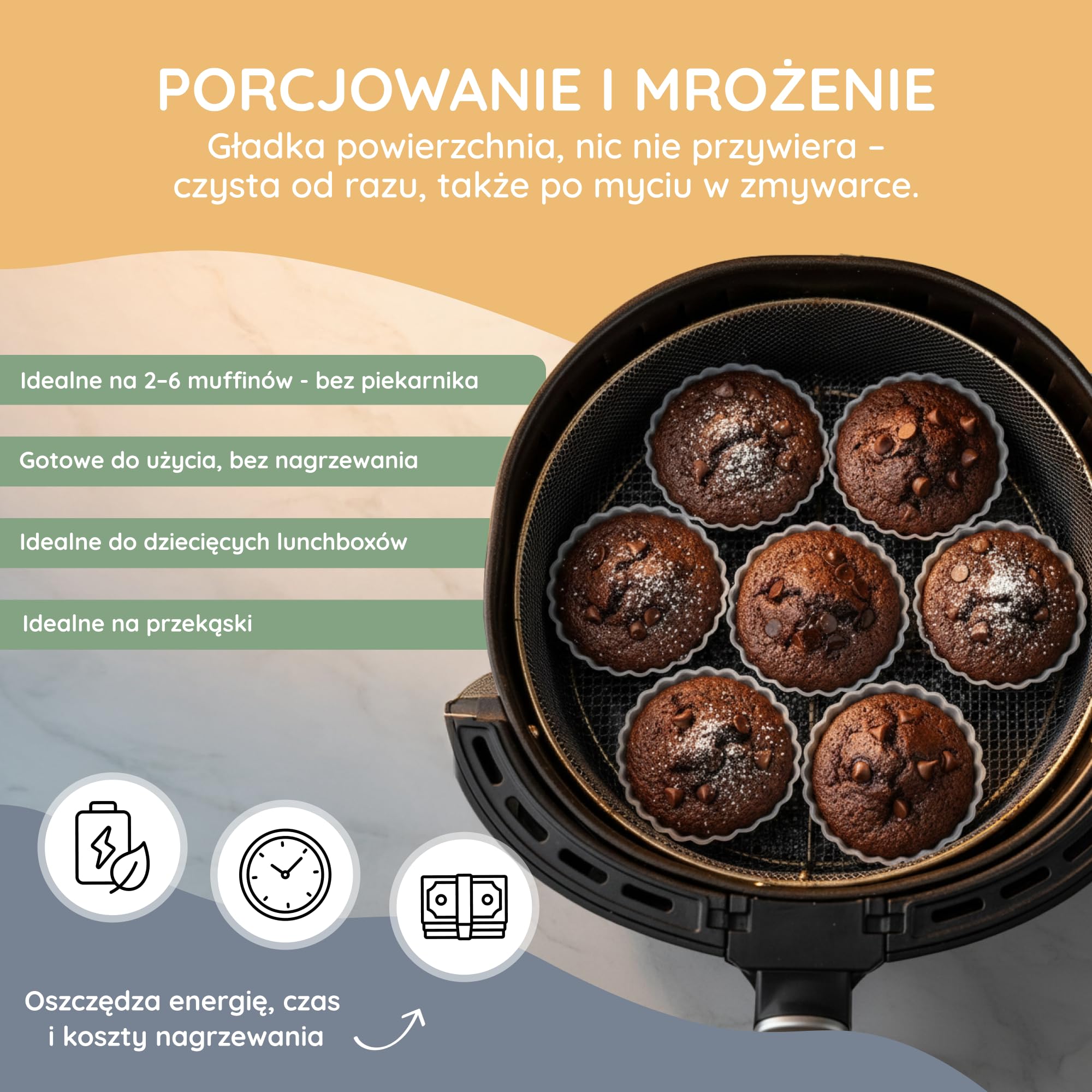 Backefix silikonowe foremki do muffinek zestaw – 24 szt., szare (Ø 6 cm) – nieprzywierające, platynowy silikon, do zmywarki, bez BPA i PFAS – do muffinów, cupcakes, deserów, ciastek