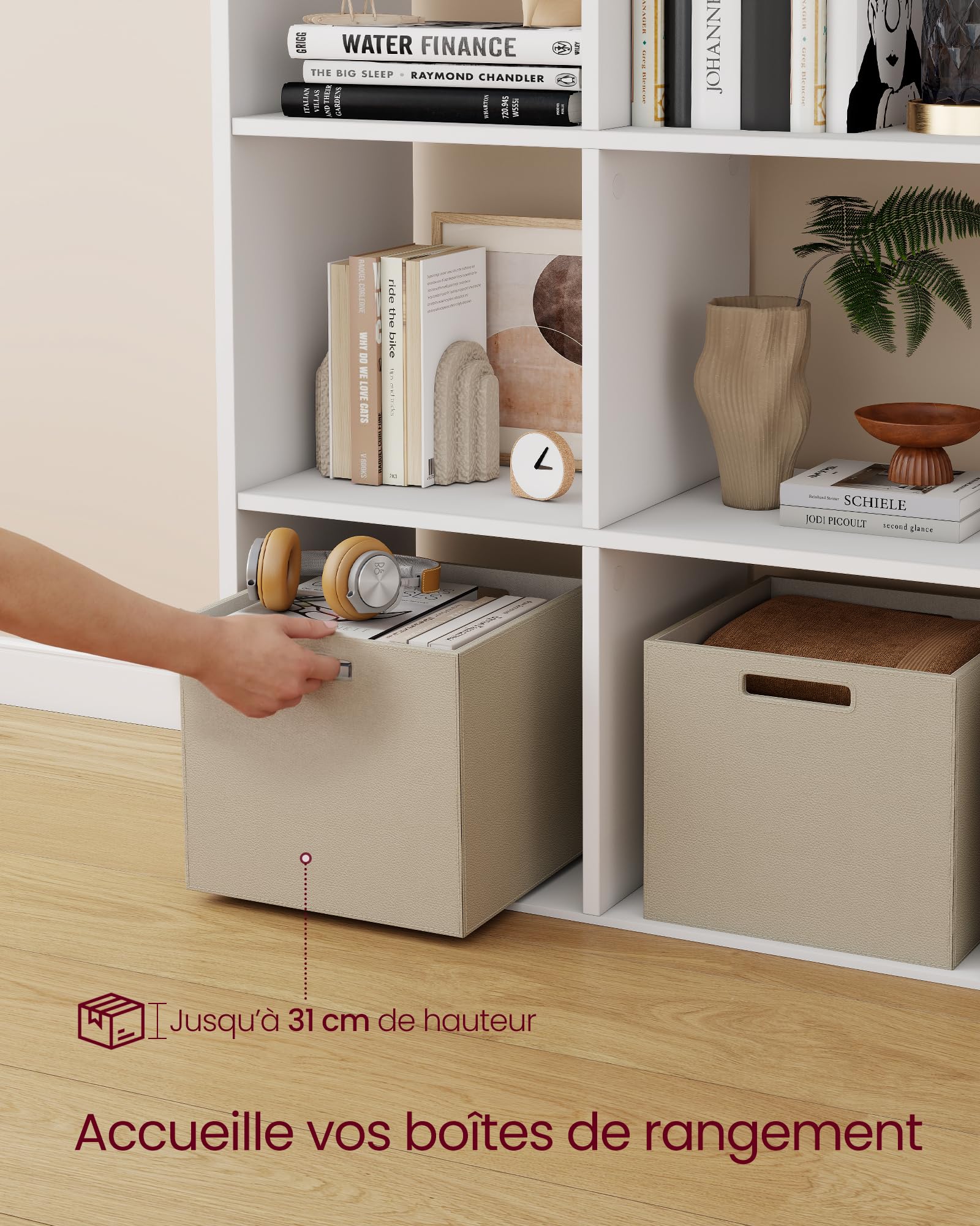 VASAGLE Custos Collection - Bibliothèque, Meuble de Rangement, avec Compartiments Ouverts, pour Salon, Chambre, Bureau, Étagère sur 4 Niveaux, 30 x 66,4 x 130,2 cm, Blanc Nuage LBC408WB01