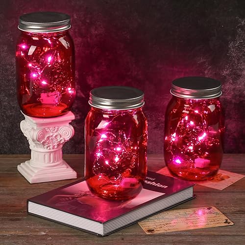 Miniatura 3 de Amzcku Tarros rojos de 32 onzas con tapas, paquete de 6 tarros de conservas de boca ancha, seguros para almacenamiento, enlatado, decapado,