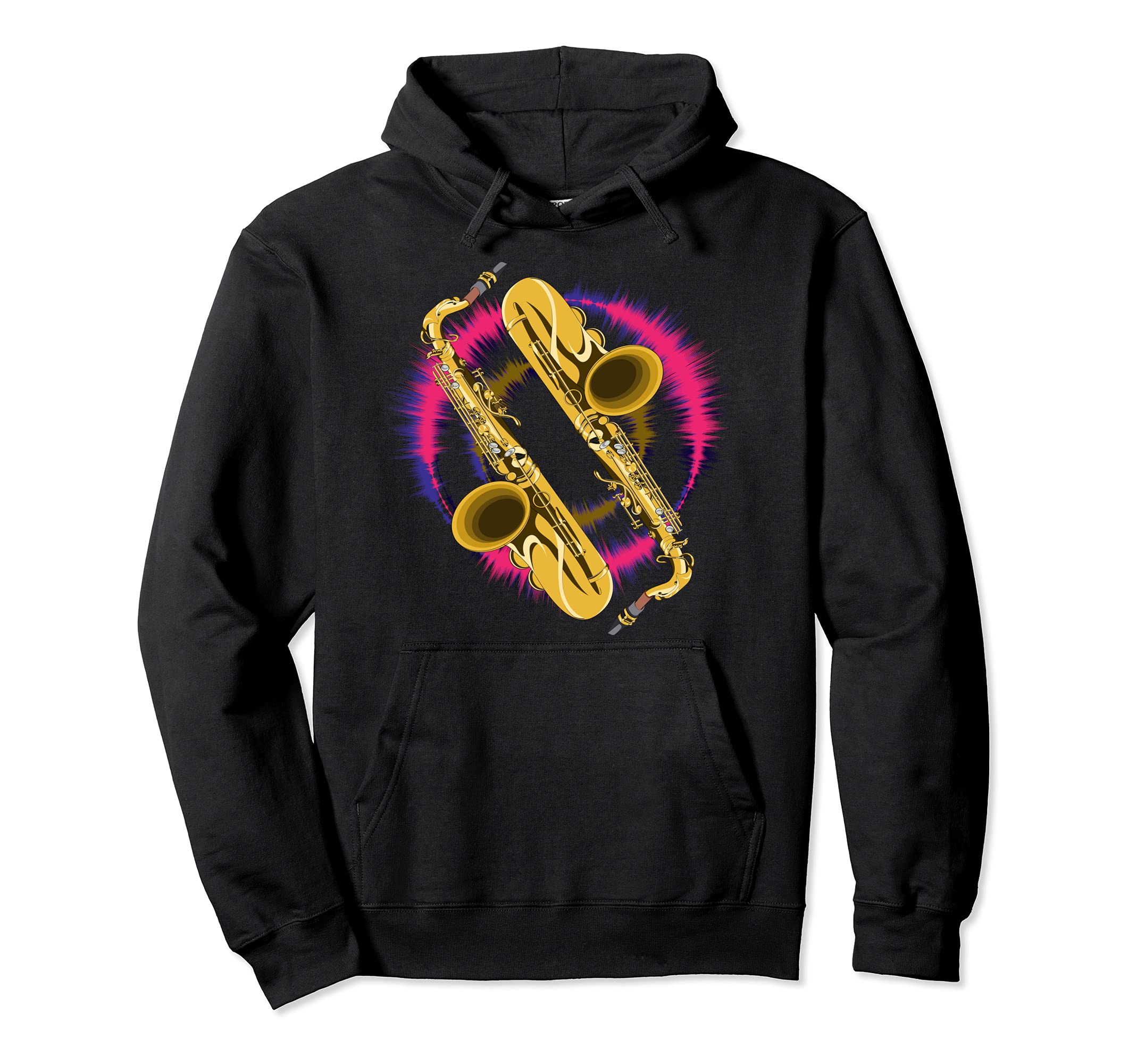 Jazz Musical Instrument Saxophonist Musician Saxophone Pullover Hoodie, Black