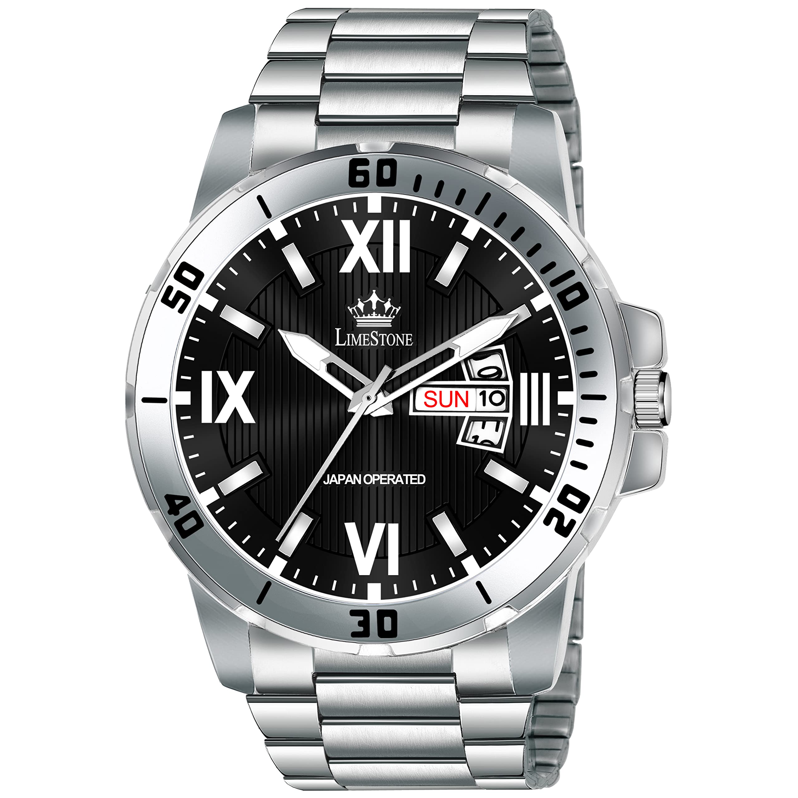 LIMESTONE Day and Date Functioning Steel Strap Adult Boys Quartz Analog Watch - for Men (B0B5QZ6WBH) Amazon Price History, Amazon Price Tracker
