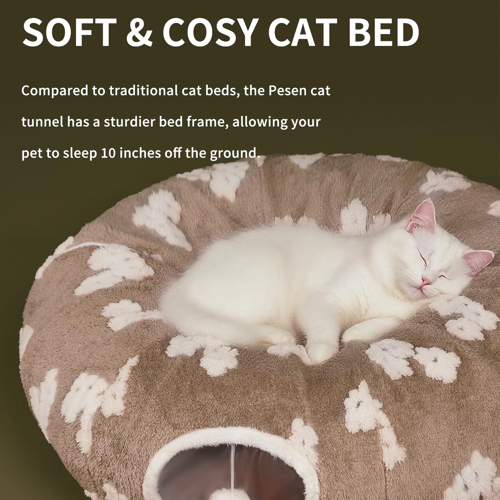 Pesen Cama de túnel de Navidad para gatos con cojín suave, juguetes para gatos de interior que mejoran la unión entre mascotas y propietarios, fomentan la exploración y satisfacen los instintos