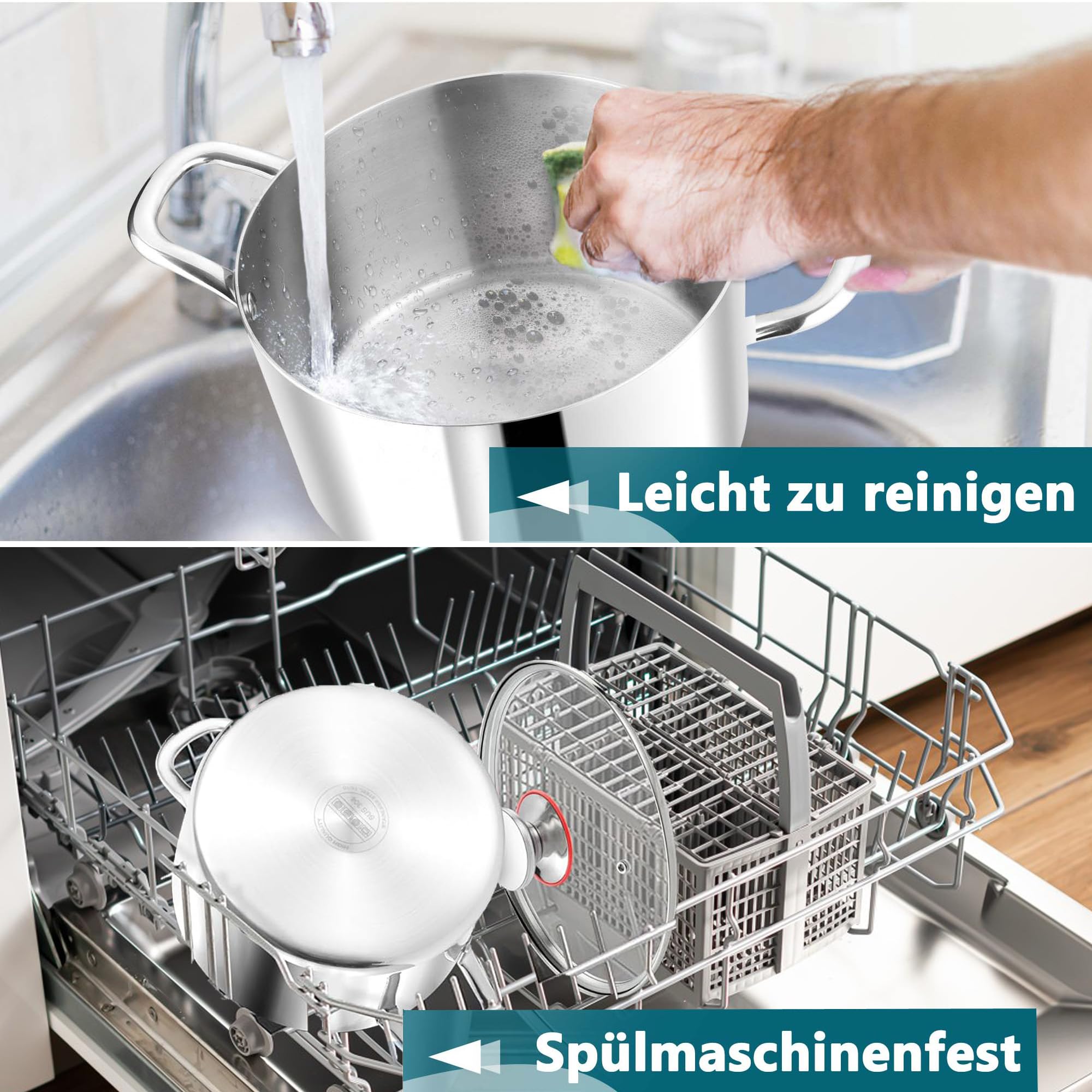 Joyfair Steelpan, 18 cm, premium 3-laags roestvrijstalen melkkan, inductie met deksel, 2,5 liter kookpan met lange handgreep, kleine pannen voor alle warmtebronnen, ongecoat en vaatwasmachinebestendig