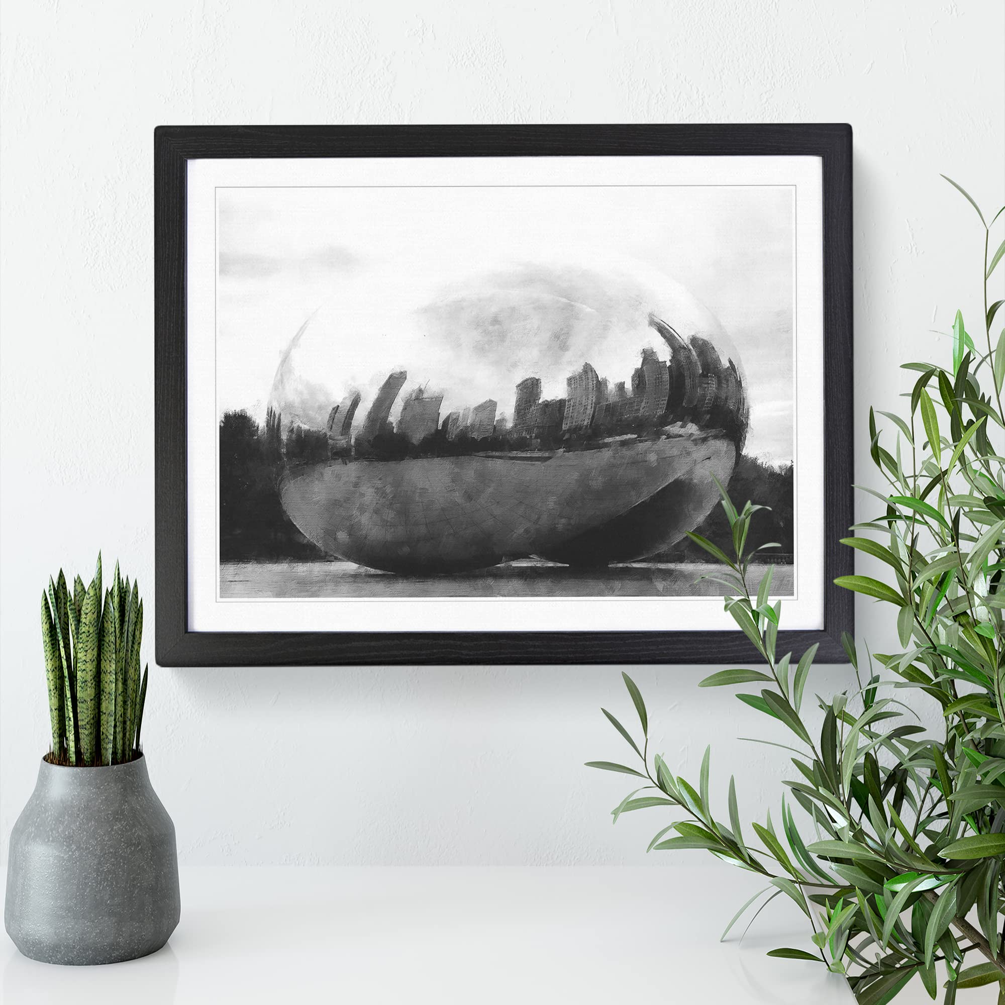 The Bean In Chicago Painting Modern Art Framed Print, Black, A3 (46 x 34 cm) - Image 3