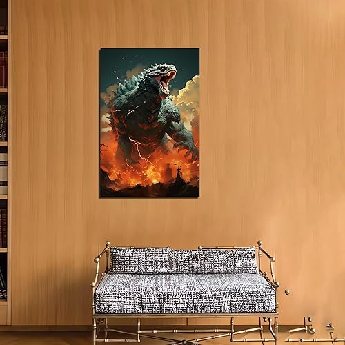Miniatura 5 de Godzilla Poster Angry Godzilla Wall Decor Retro Monster Pictures Decorative Poster Kids Bedroom Canvas Art Poster And Wall Art Picture Print Modern