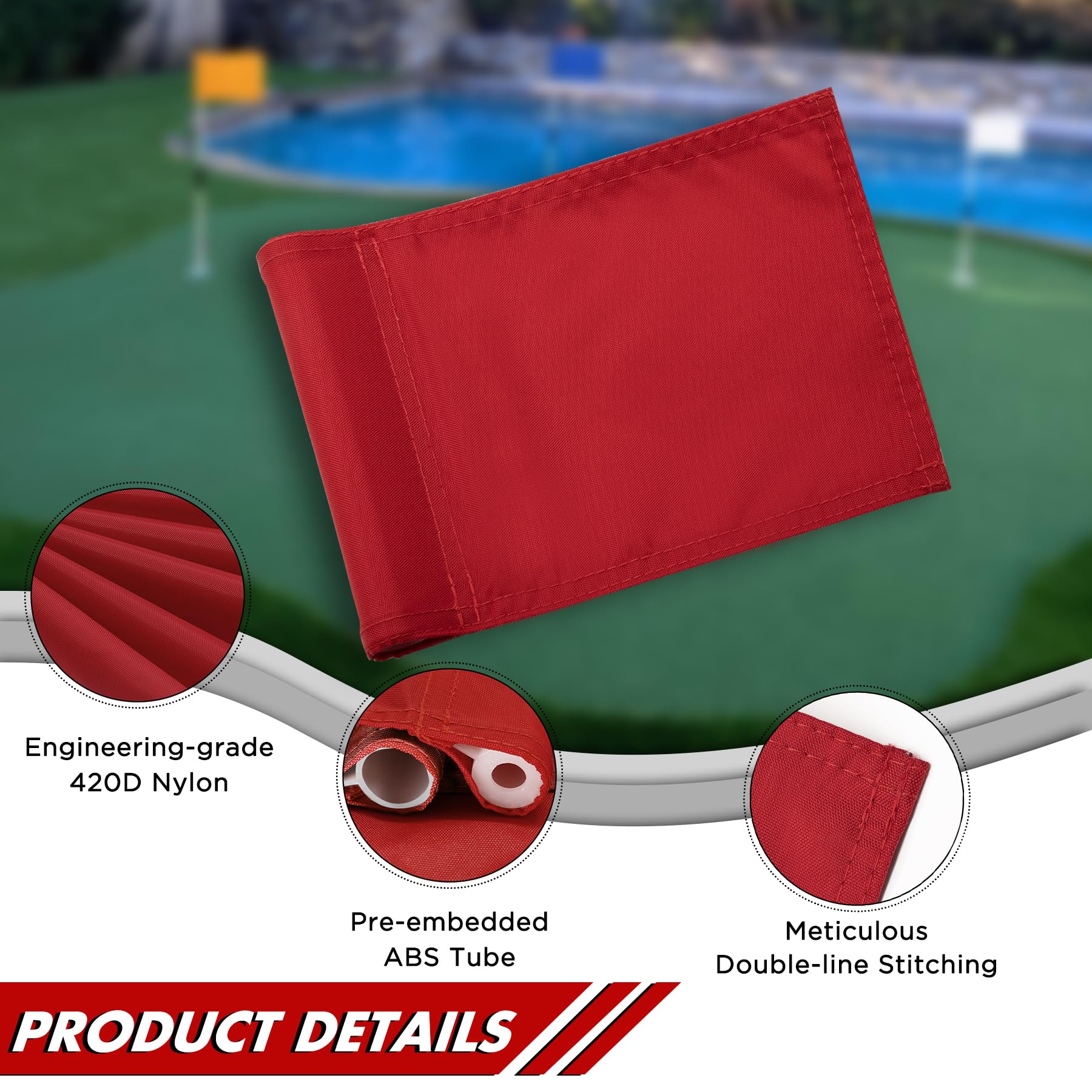 Bandera de golf Kingtop, banderas de golf verdes, banderas de nailon macizo, banderas verdes de golf, interior al aire libre, patio, jardín, portátil, objetivo de golf (8" x 6", juego de 6)