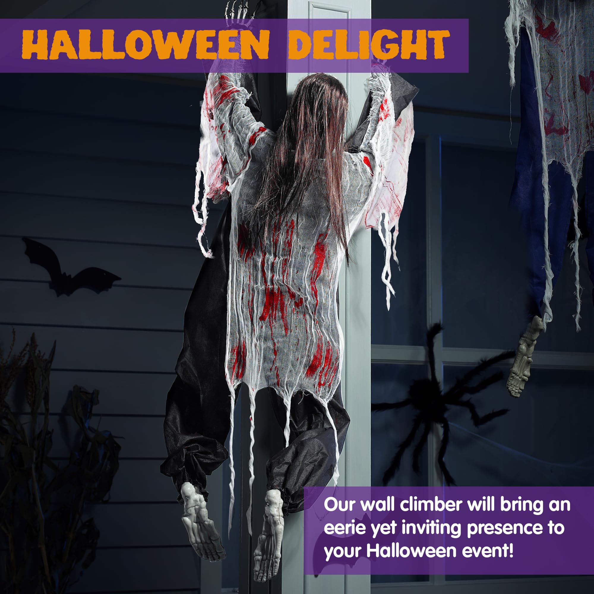 JOYIN Decorazione da parete con zombi rampicanti di Halloween, 119,4 cm, 2 pezzi, non morti zombi di Halloween, decorazione da parete per Halloween, cortile, patio, decorazione da parete per feste