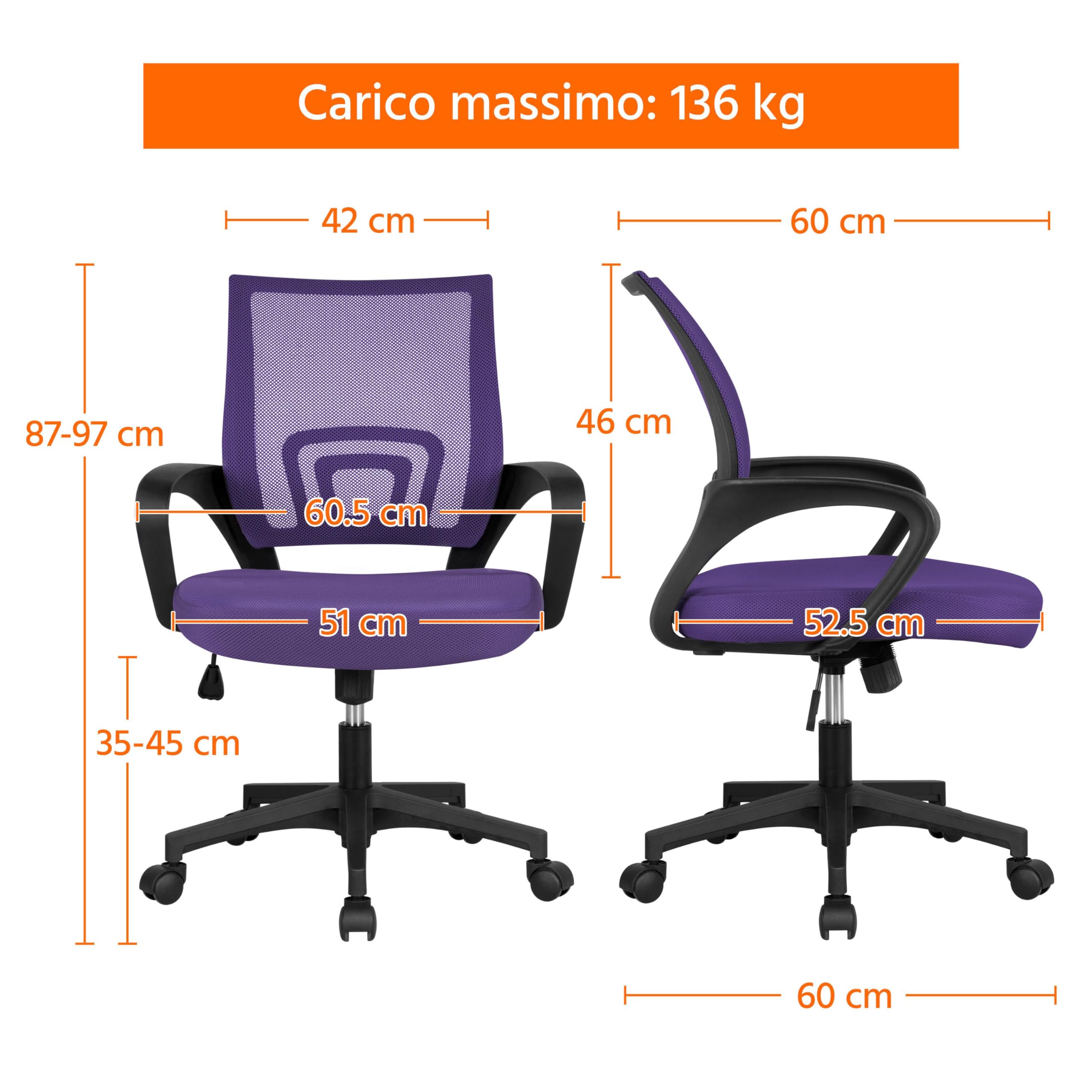 Yaheetech Bureaustoel, ergonomische bureaustoel, draaistoel, managersstoel met netbekleding, bureaustoel met armleuningen, in hoogte verstelbaar Yaheetech Bureaustoel, ergonomische bureaustoel, draaistoel, managersstoel met netbekleding, bureaustoel met armleuningen, in hoogte verstelbaar