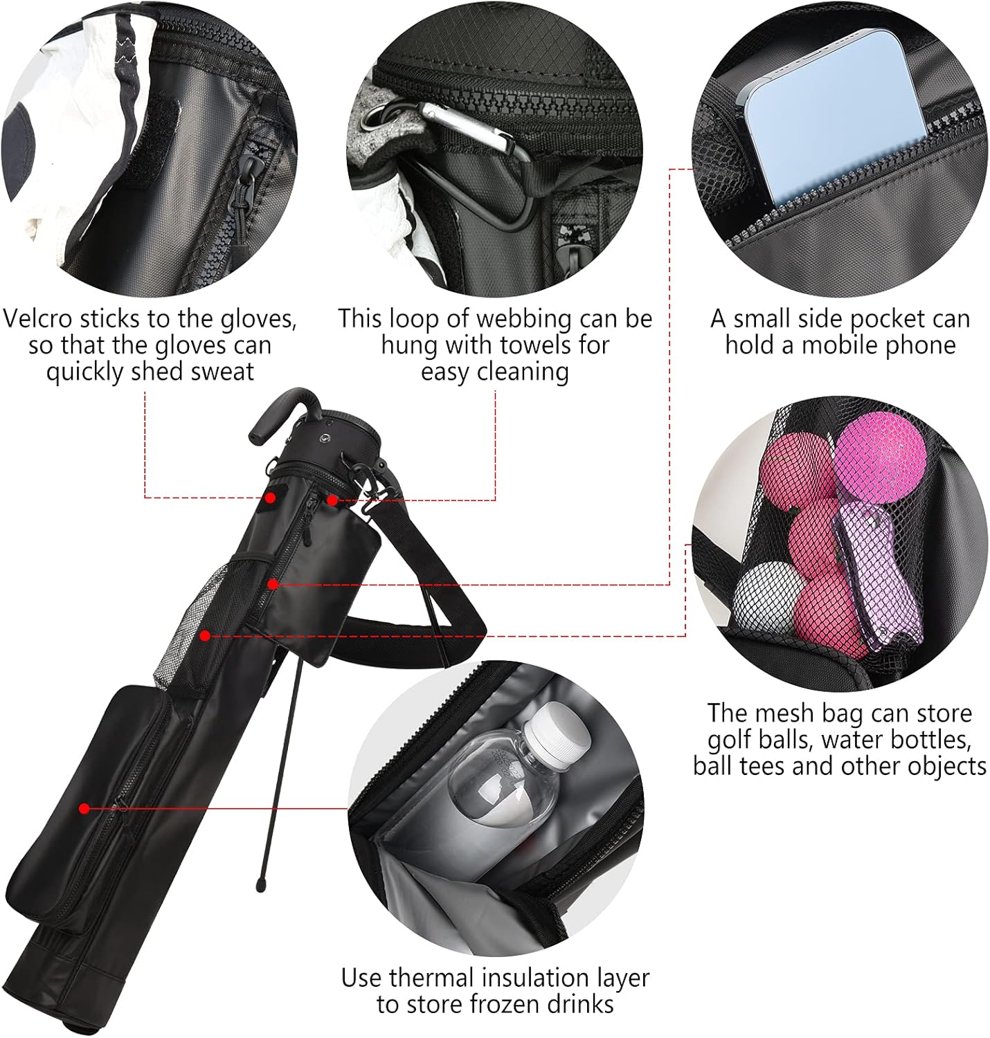 Black Golf Carry Bags Lightweight with Stand (with Stand) : Sports & Outdoors