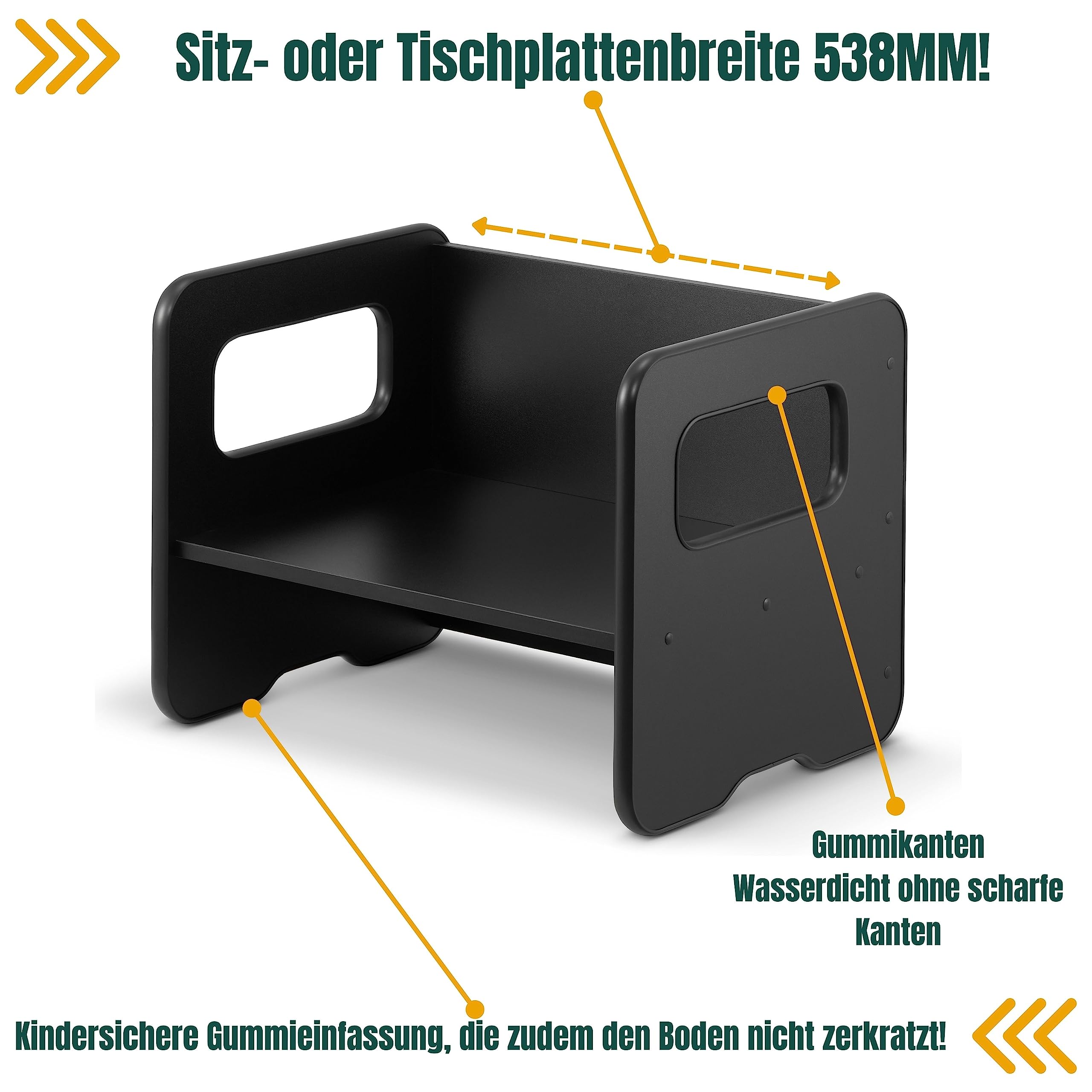 defiPad Sitzbank für Kinder | Kindersitzbank durch Drehen als Kindertisch verwendbar | Sitzbank Holz mit 2 Sitzhöhen | Kinder Tisch Funktion | Kindersitzgruppe Element |