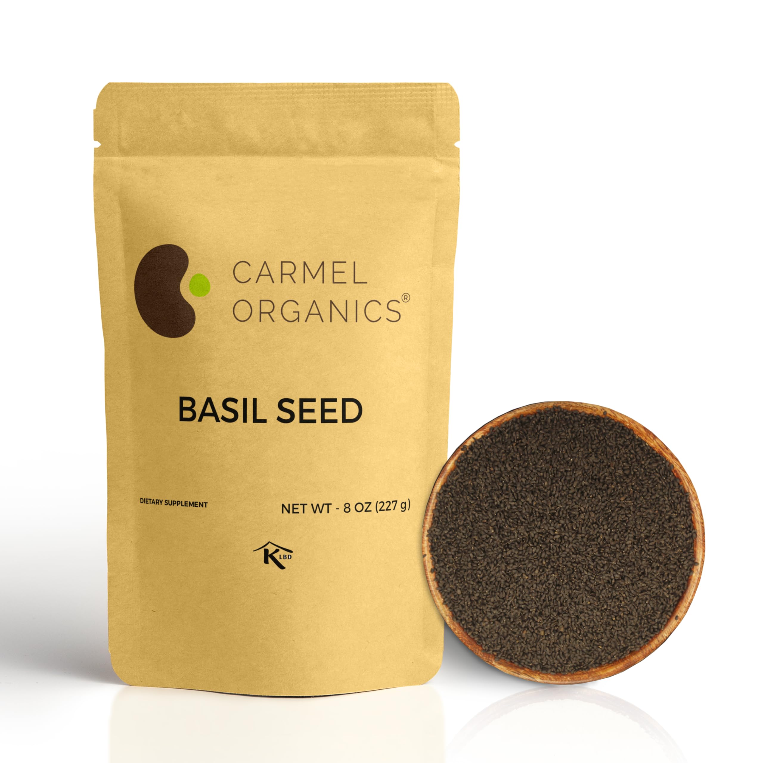 Edible Basil Seeds. | 8 Ounce or 0.5 Lb/227 grams | Tukmaria Sabja Seeds| Rich in Fibers | Add to Smoothies | Non GMO | Keto + non Gluten | Natural | By Carmel Organics