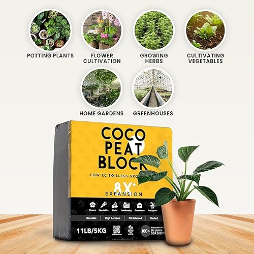 Miniatura 3 de Ladrillo de coco (11 libras) – Ladrillo de turba de coco orgánico de primera calidad para tierra de jardín y mezclas para macetas, mezclas de