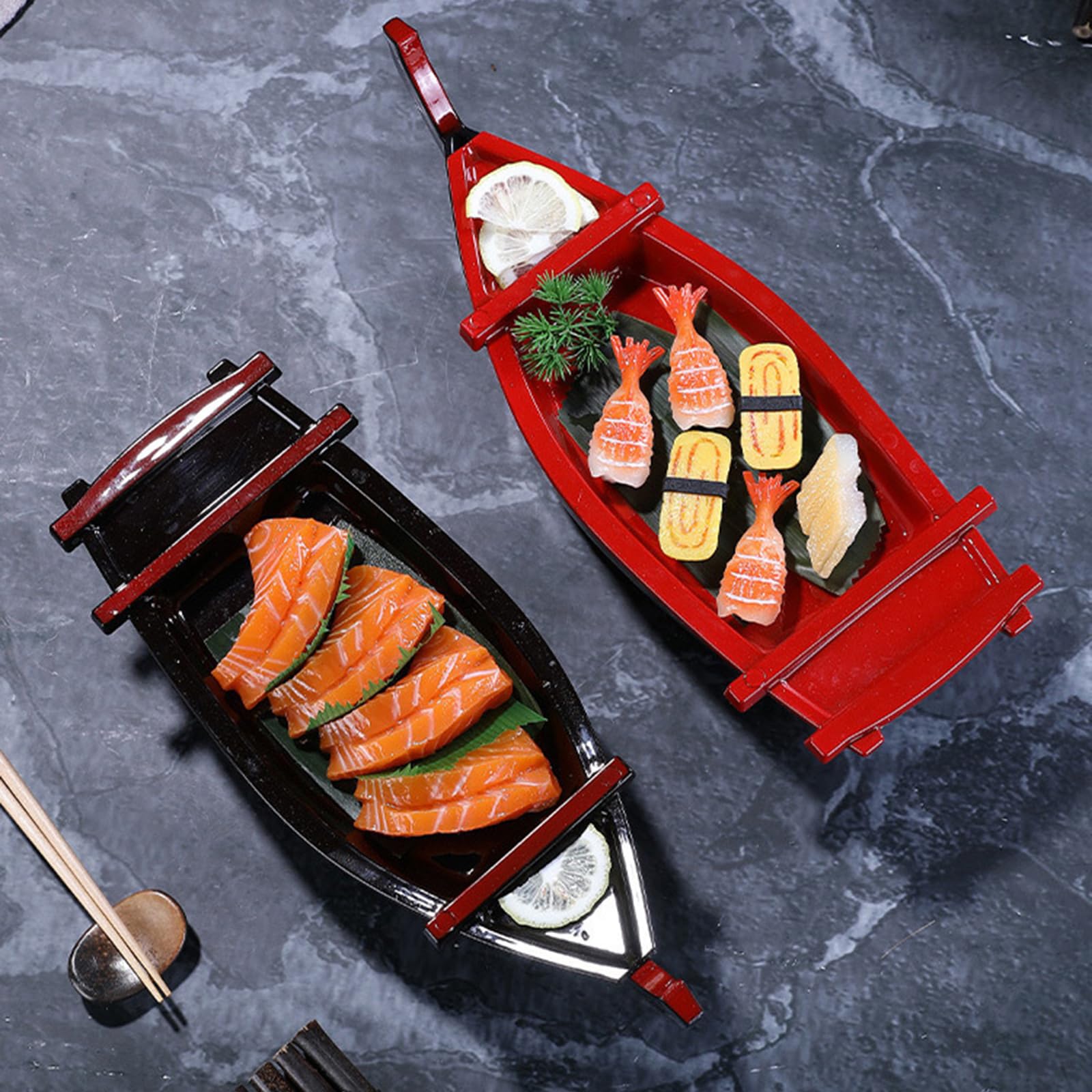 Assiette à sushis en forme de bateau - Plateau de service créatif pour la maison et le restaurant