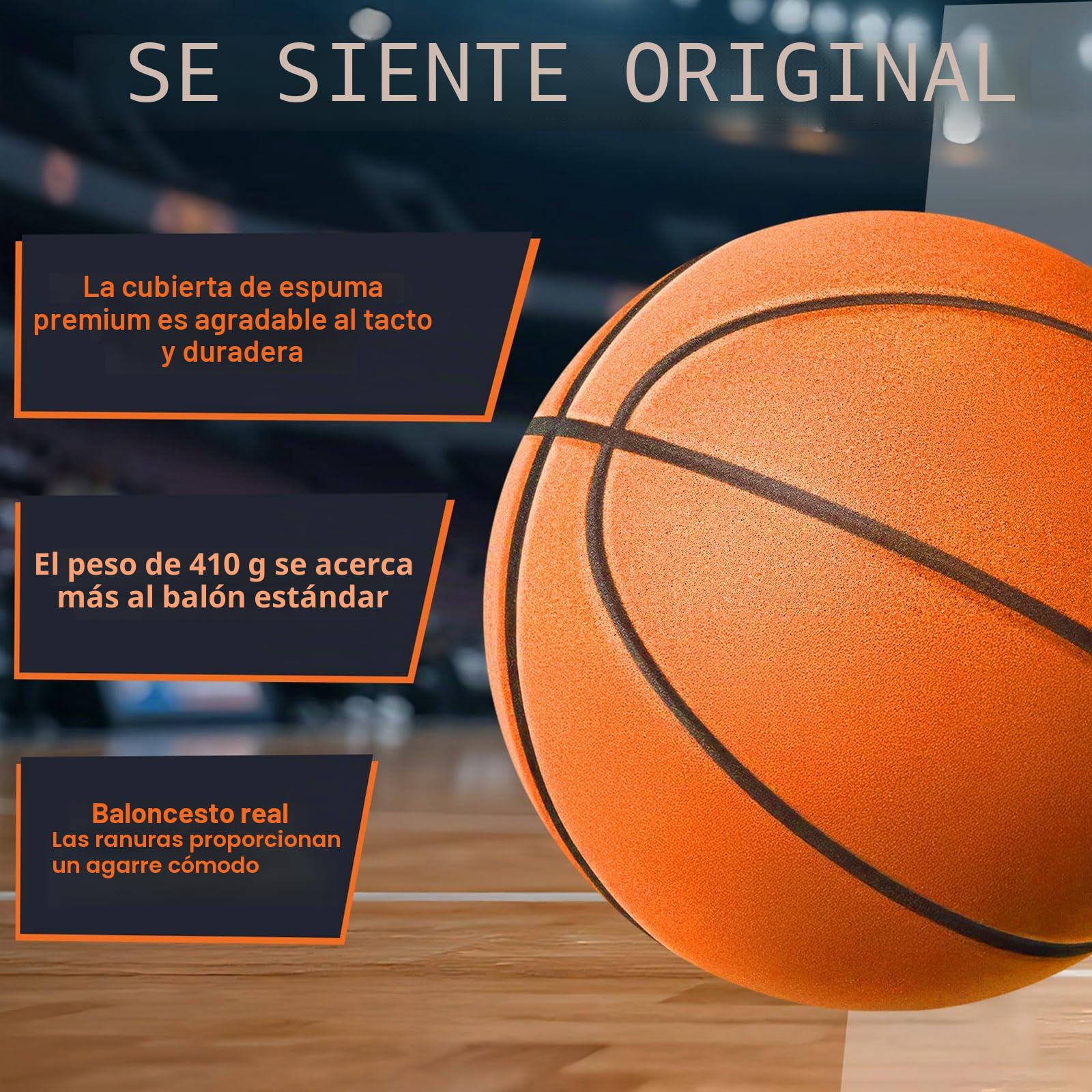 Balón de baloncesto silencioso tamaño 7 (29.5 pulgadas) – Pelota de baloncesto de interior de espuma sin aire ranurada para regates silenciosos y entrenamiento en interiores, material de