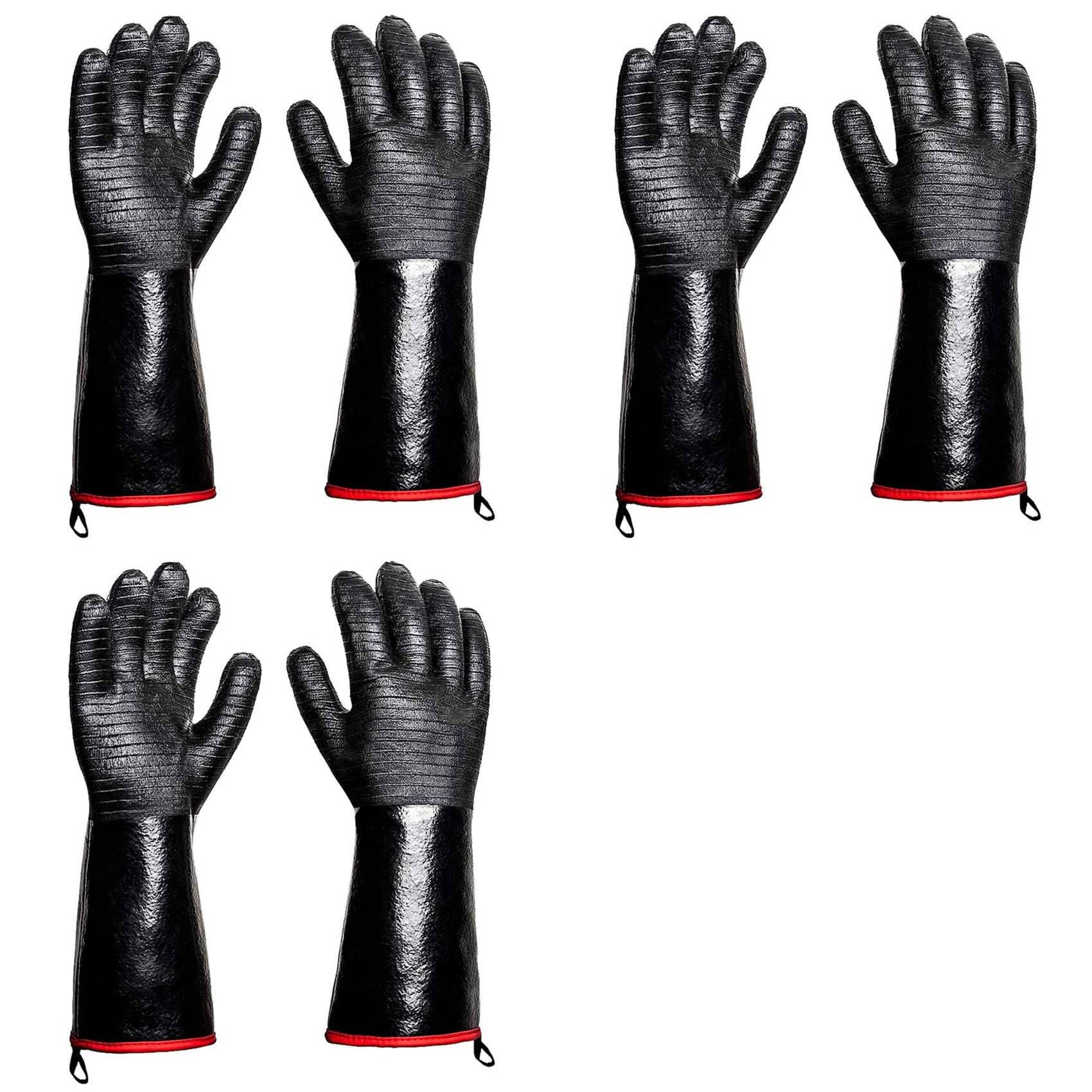 Hndhbfgrt 6X BBQ Gloves - 1472°F Thicken Heat Gloves W/S-Hook 14 in Kitchen Oven Mitts Waterproof Grill Gloves