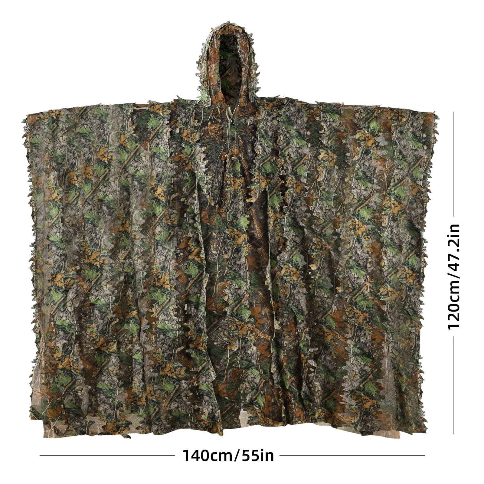 PELLOR Ghillie Suit 3D kostium maskujący, peleryna Ghillie, szybkoschnąca, na polowanie, kemping, do aktywności na świeżym powietrzu, wojskowych, polowania, ukryty, fotografia zwierząt, ozdoba