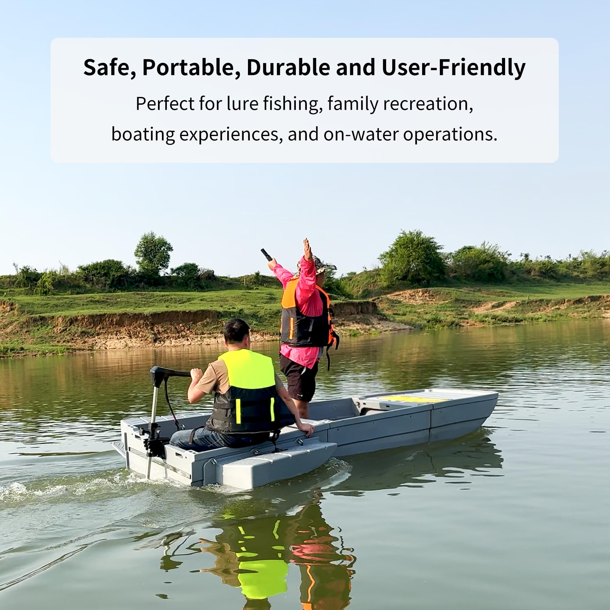 Kayak de pesca, diseño plegable, fácil de almacenar y transportar, alternativa duradera a los barcos inflables, cabe en el maletero del coche, capacidad para 2-4 personas