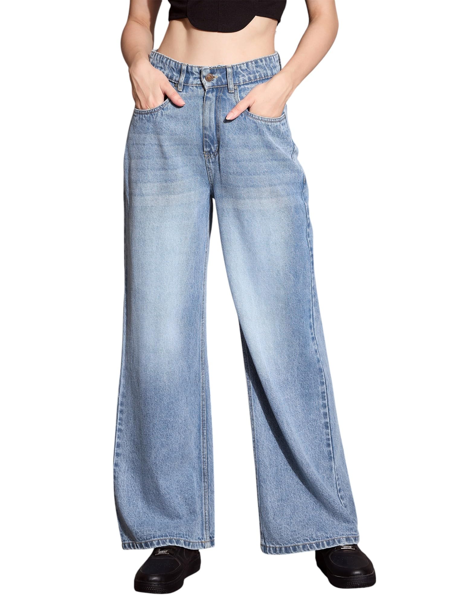 Basics Women's Stylish Wide-Leg Jeans – Comfortable Everyday Wear, Modern Streetwear Outfit for Women-image-41